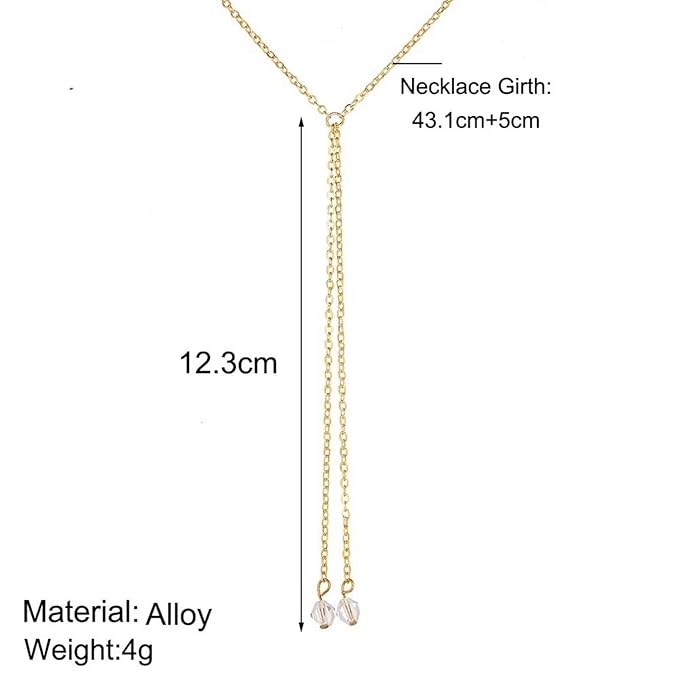 Boho Crystal Drop Necklace Gold Crystal