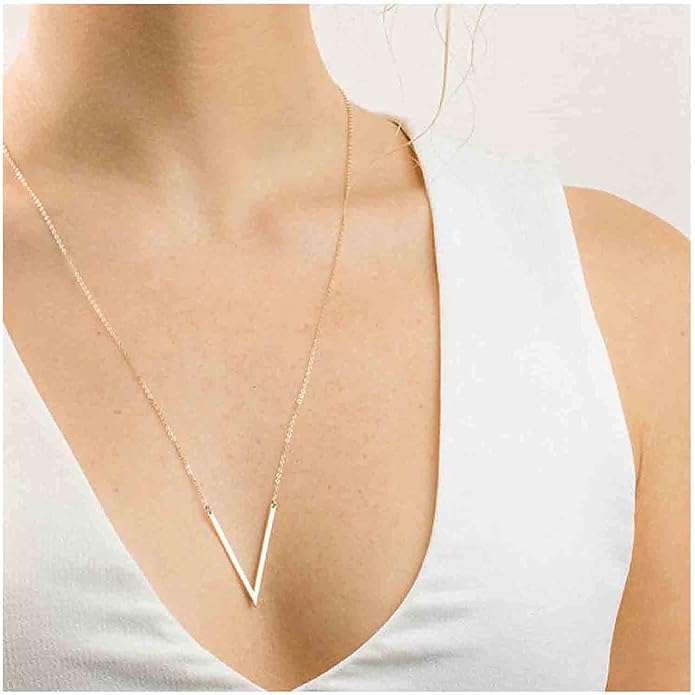 Letter V Pendant Necklace Monogram Necklace