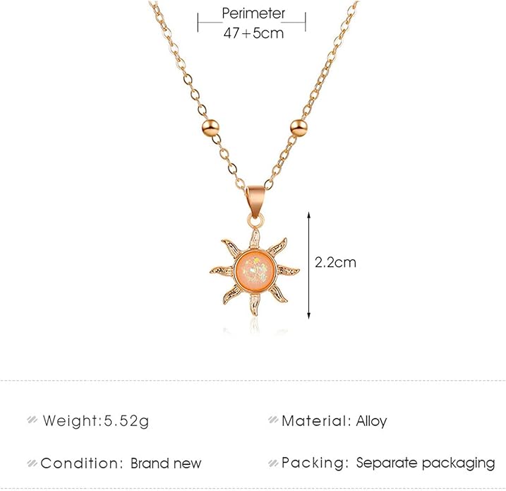 Vintage Opal Crystal Sun Pendent Necklace