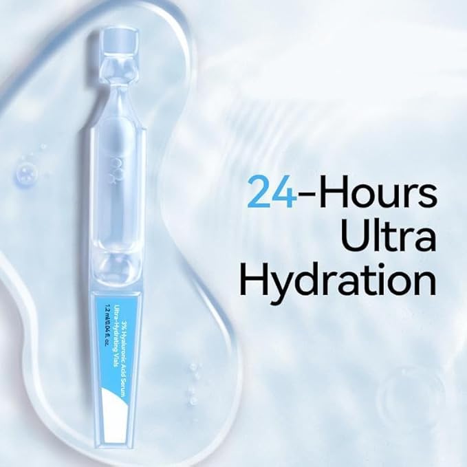 Hyaluronic Acid Serum for Face, 3% Ultra-Hydrating Formula, 30 pcs Glass Vials, Deep Moisturizing and Anti-Aging