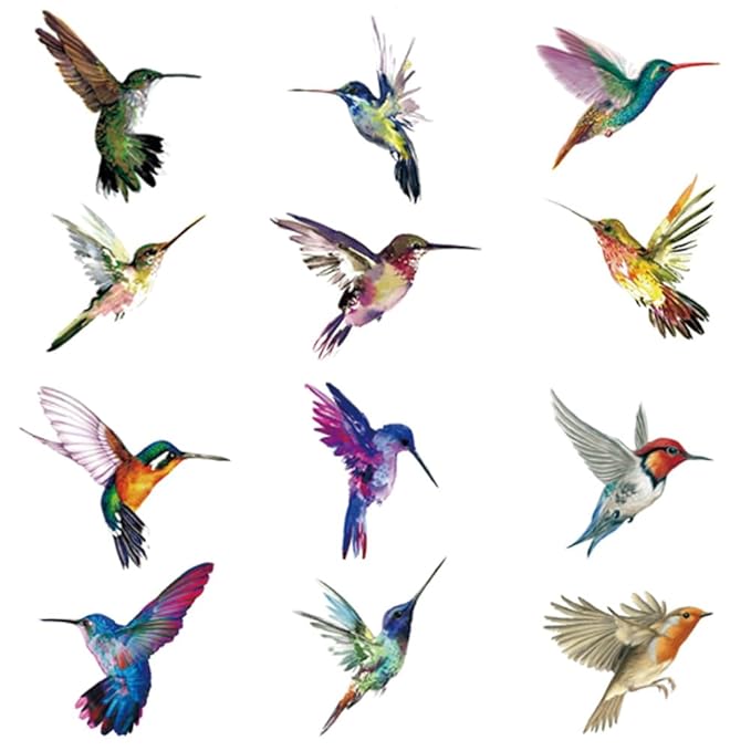 WEETUU 24 Sheets Hummingbird Temporary Tattoo for Women Stickers (T09)