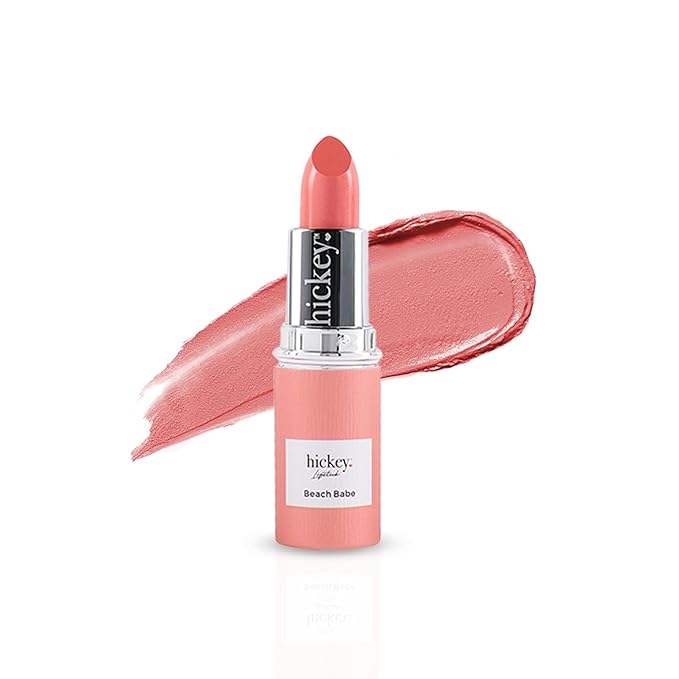 Hickey Lipstick Organic Beach Babe Coral Refill Lipstick - Moisturizing And Long Lasting Lipstick for Women - Gluten Free, Vegan Lipstick - Highly Pigmented Lipstick With Velvet Finish