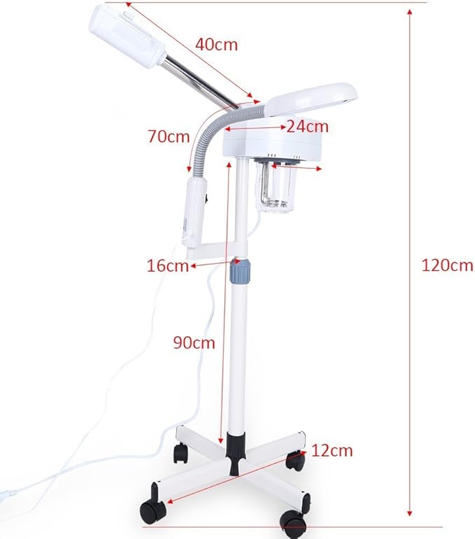 Steamer for Facial Professional Facial Steamer 2 in 1 Multifuncional 5X Magnifying Lamp LED Light Magnifier for Salon Spa Beauty Home, White