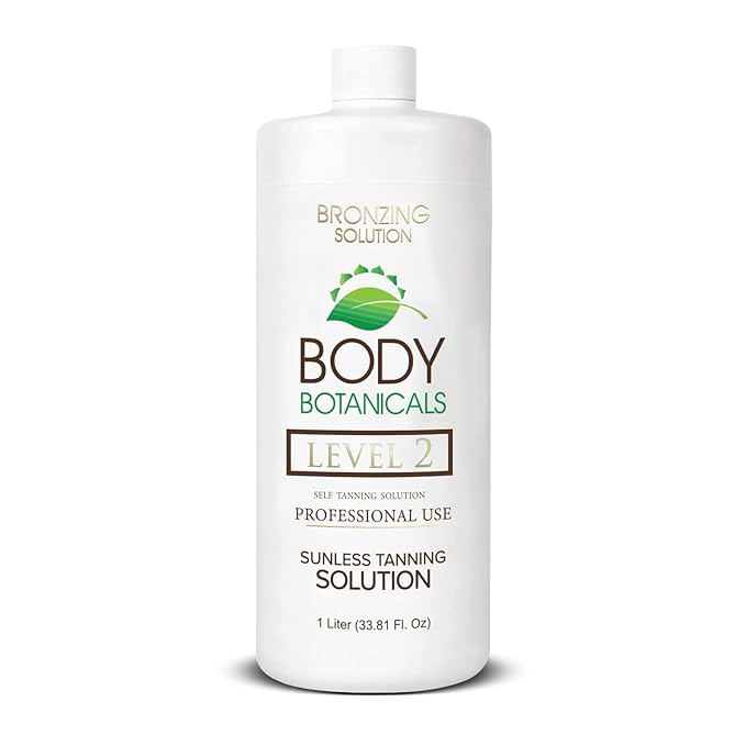 Professional Sunless Tanning Spray Tan Solution, Organic Essential Oils, Airbrush Formula, 33.8 Fl Oz. (Level 2 (10% DHA))