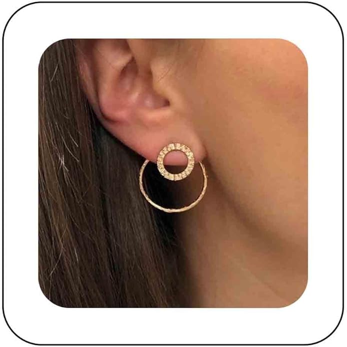 Vintage Crystal Circle Ear Jacket Earrings