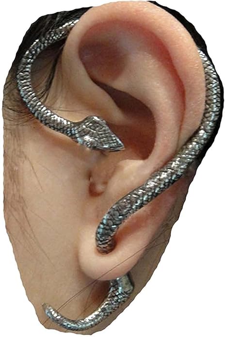 Punk Snake Cuff Earrings Silver Snake