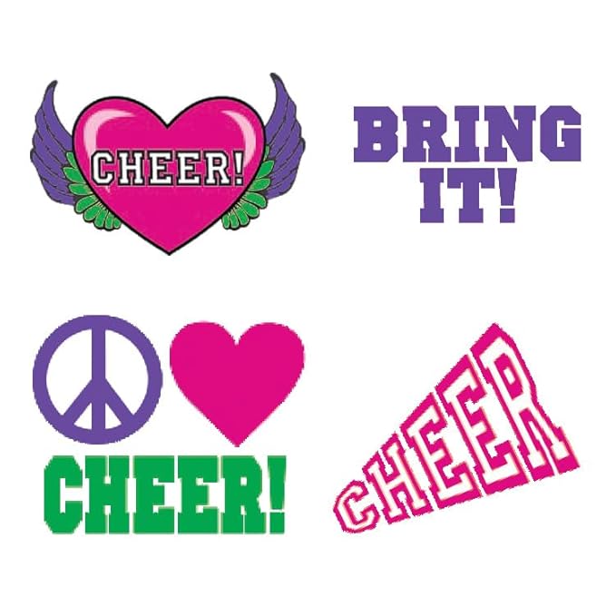 FashionTats Sport Spirit Temporary Tattoos | 100 Tattoos Removable (Cheer)