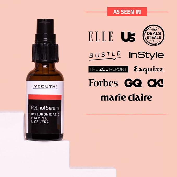 YEOUTH Retinol Serum for Face with Hyaluronic Acid & Vitamin E, Hydrating Retinol for Face, Night Serum Suitable for All Skin Types 1oz
