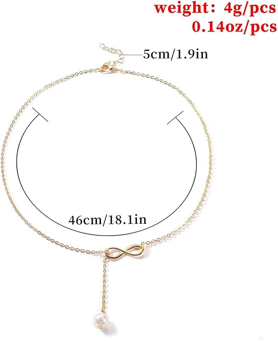 Boho Pearl Infinity Necklace Silver Y