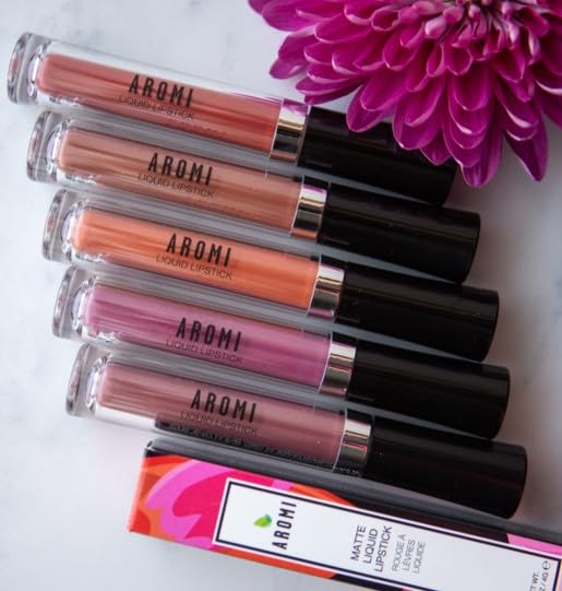 Aromi Medium Pink Matte Liquid Lipstick, Dusty Rose Lip Color, Smudge Proof and Long-lasting Lipstick, Vegan & Cruelty-free Beauty, Day to Night, Handmade (Pink Rosette)