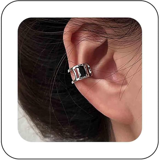 Vintage Crystal Ear Cuff Earrings Black