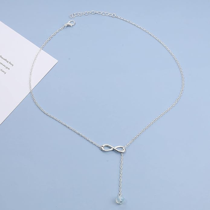 Boho Crystal Infinity Necklace Gold Y
