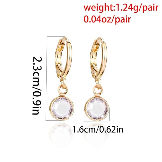Round Bezel Dangle Earrings Gold Crystal
