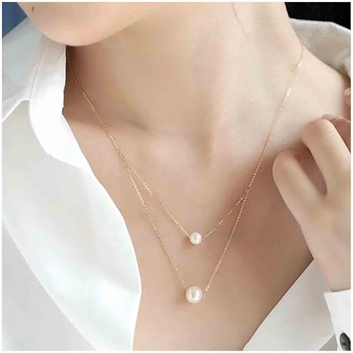 Boho Layered Pearl Necklace Choker Gold