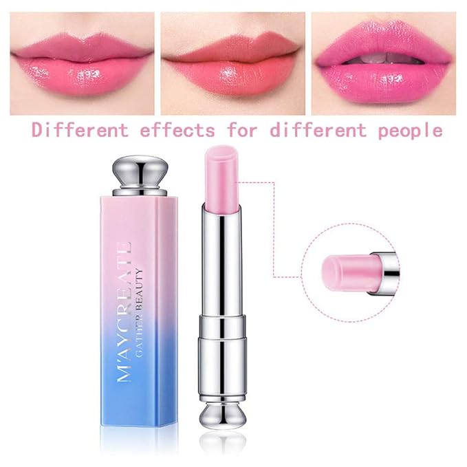 3 Pcs Color Changing Change Lipstick Lip Balm, Korean Magic Lipstick Color Change Changing Lip Tint Tinted Stain Gloss Balm Long Lasting Waterproof Moisturizer Jelly Crystal Lipstick Set for Women
