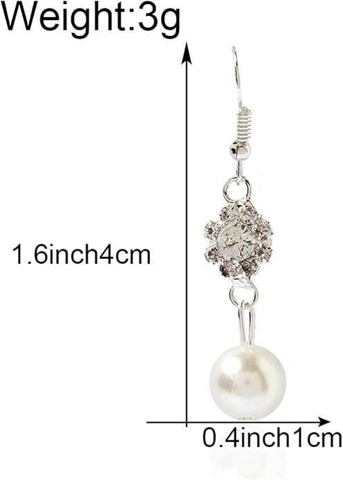 Vintage Rhinestone Pearl Drop Earrings Crystal