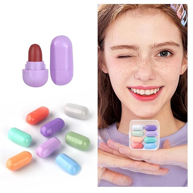 8 Colors Mini Matte Lipstick Set, Lipstick Capsules, Mini Capsule Tubes,Waterproof, Long Lasting, 24 Hour Wear, Cute Mini Lipstick for Girls and Women