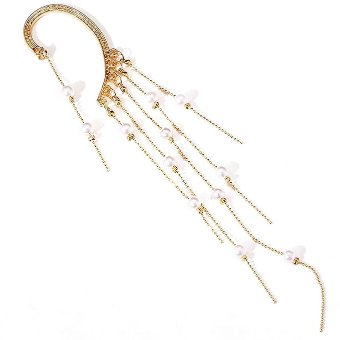 Boho Pearl Ear Wrap Earrings Gold Pearl Ear