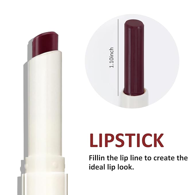 Boobeen Double-ended Lipstick Lip Liner Makeup Velvet Lipgloss Lipstick, Creamy Lip Pencil for Women Matte Long-lasting Matte Satin Finish, Nourishing and Non-fading (06#)