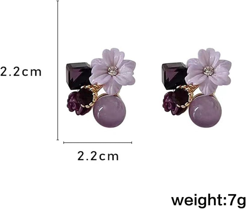 Boho Amethyst Flower Drop Earrings Vintage