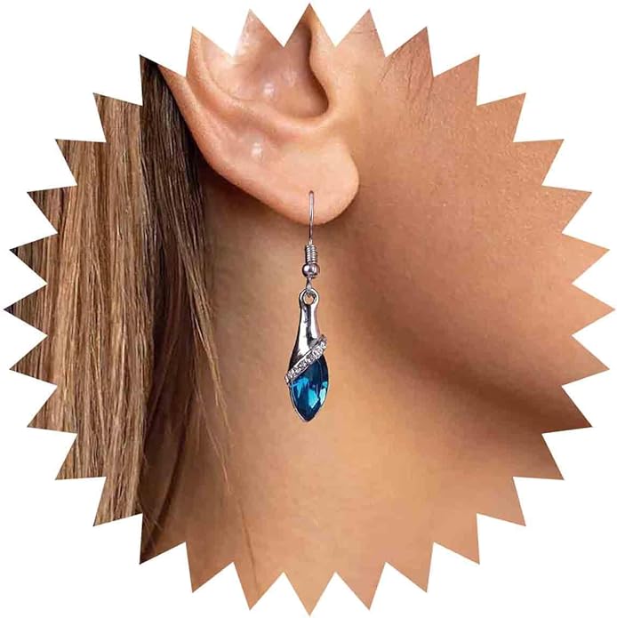 Bohemia Sapphire Drop Earrings Blue Crystal Dangle Hook