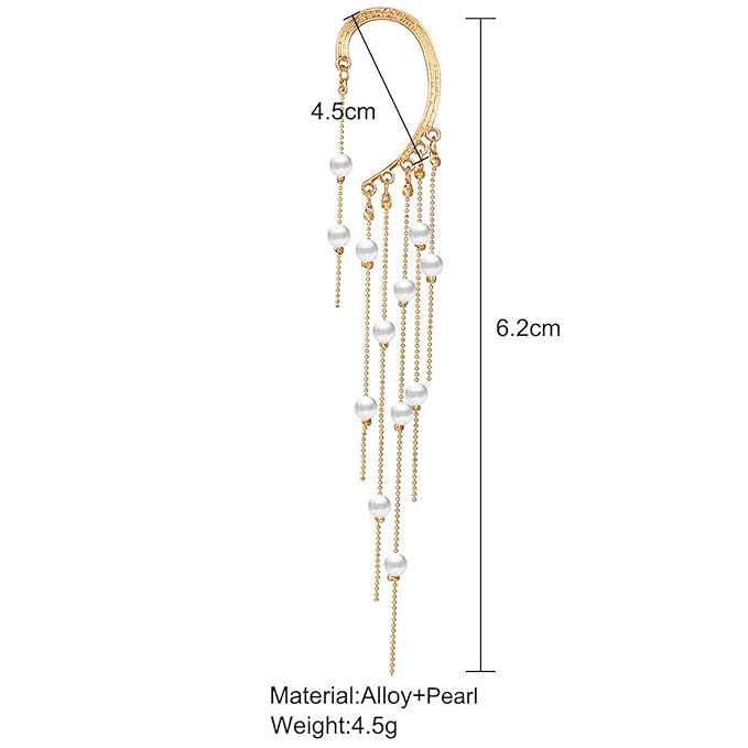 Boho Pearl Ear Wrap Earrings Gold Pearl Ear