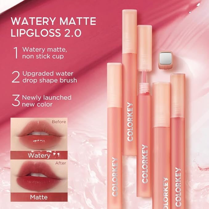 COLORKEY Soft Matte Water Tint | Matte Finishs | Long-Lasting | Moist Fit Without Stickiness | Moisturized | Waterproof(R303 Mist Thorns)