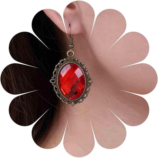 Vintage Black Crystal Drop Earrings Oval