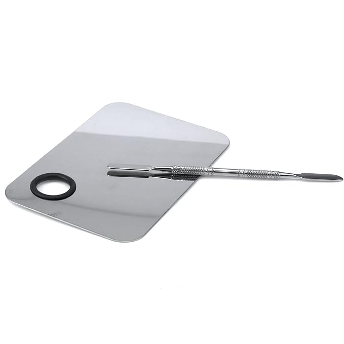 Stainless Steel Ring Beauty Palette, Square Palette, Silver,