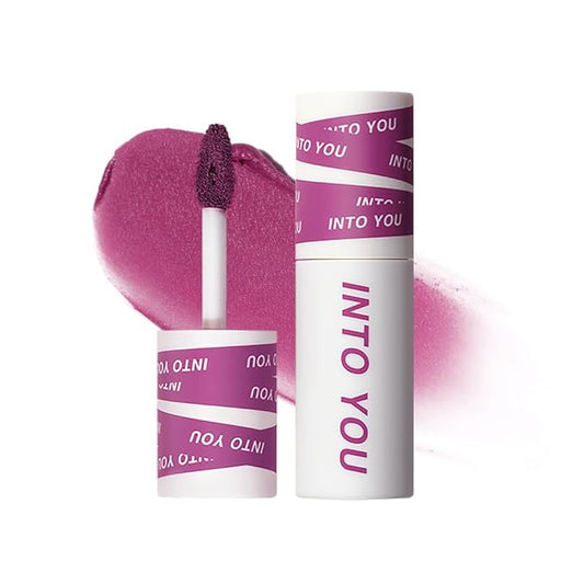 INTO YOU Matte Lipstick, Super Stay Lipstick for Women, Waterproof, Long Lasting Lipstick, High Impact Lipcolor with Lightweight Lip Mud Texture, Dual-use for Lips and Cheek, Purple Lipstick (EM26)