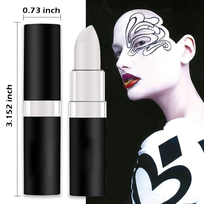 Kaely 1Pcs White Face Paint Stick,Pro Eye Black Stick Baseball Football Softball,Easy to Color,Matte Lipstick Face Body Paint Set,Halloween Birthday Party Clown Makeup Sets,04