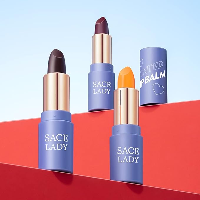 SACE LADY 3 Colors Moisturized Tinted Lip Balm Set, SACE LADY Long Lasting Color Changing Lipstick Kit for Dry Lips, Hydrating Waterproof Lip Make Up, 3Pcs*0.14Oz