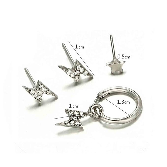 Punk Rhinestone Thunder Earrings Cz Lighting