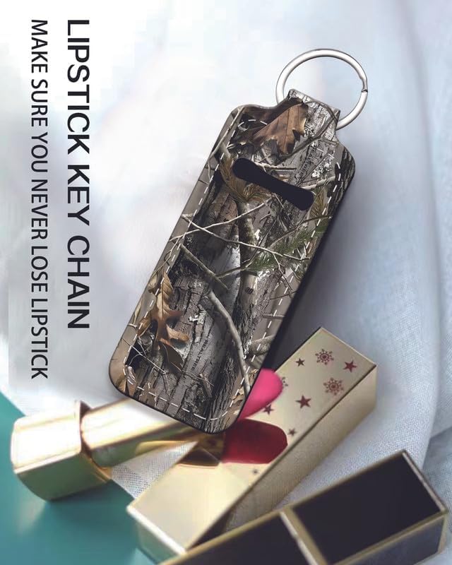 Chapstick Holder Keychain Holder Neoprene Lip Balm Lipstick Lip Gloss Holder Travel Accessory for Girls Women Gift(Camo)