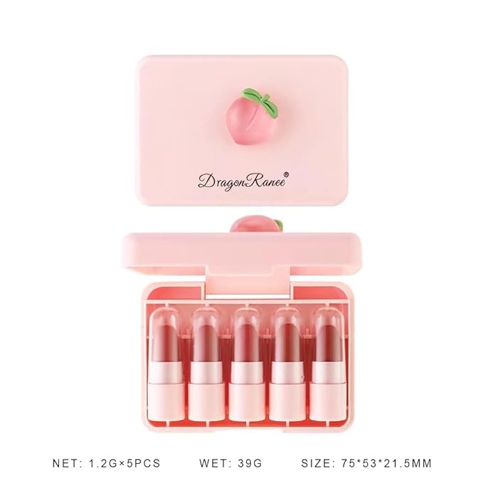 AMAKO Carrot peach lipstick set is not easy to fall matte matte soybean color sample fruit lipstick (01#Carrot)