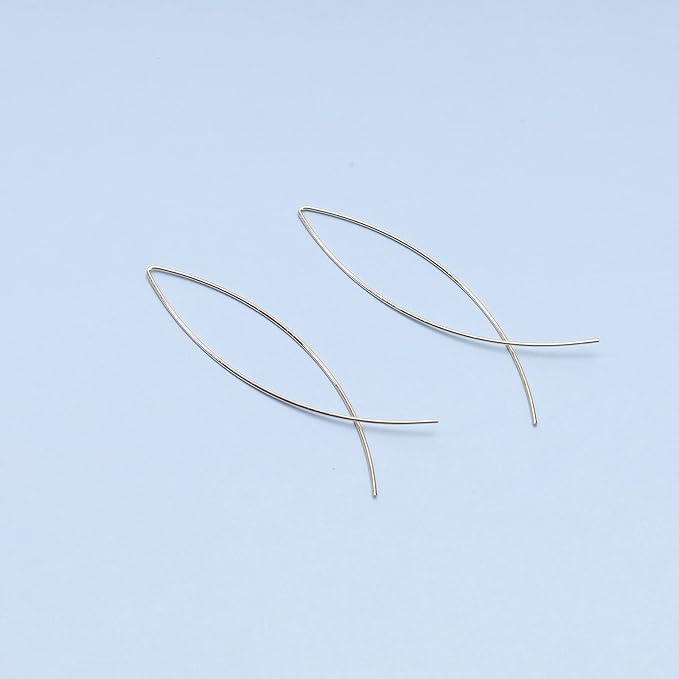 Boho Thin Arch Hoop Earrings Gold Threader Wire