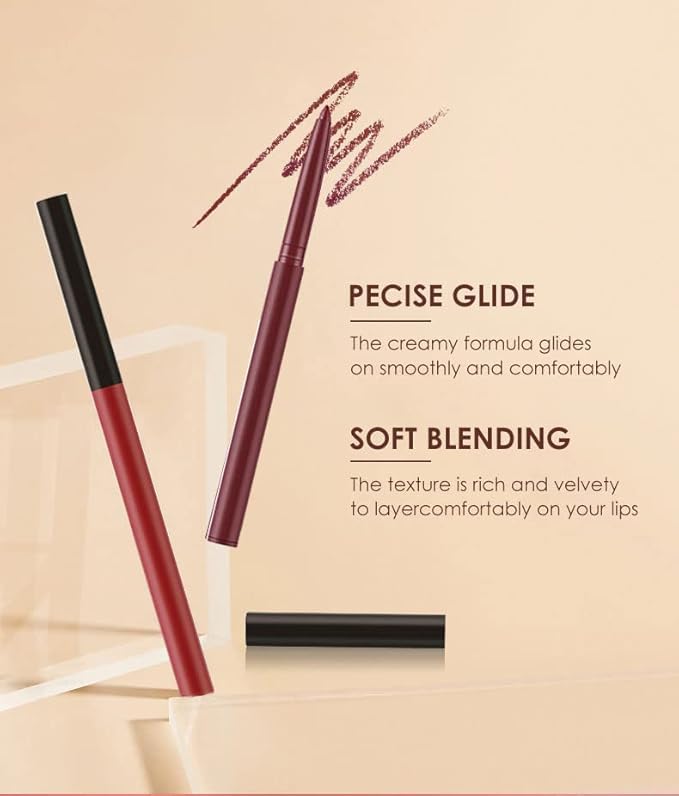 URQT Lip Liner and Lipstick Set, 6pcs Long Lasting Matte Liquid Lipsticks + 6 Matching Smooth Lip Liners, Waterproof, Full Coverage, Gift Set