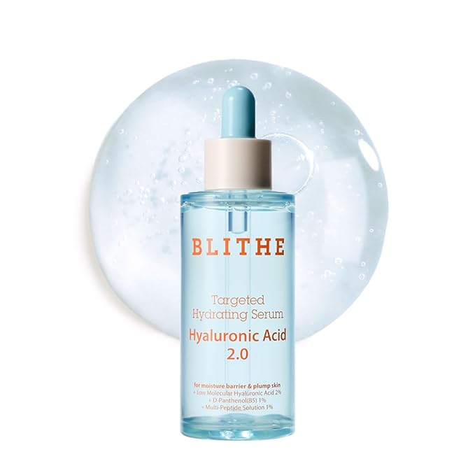BLITHE Targeted Hydrating Serum β Korean Hyaluronic Acid for Face with Peptides & Panthenol, Deep Hydration β Pure Hyaluronic Acid 2% β 1.7 fl oz