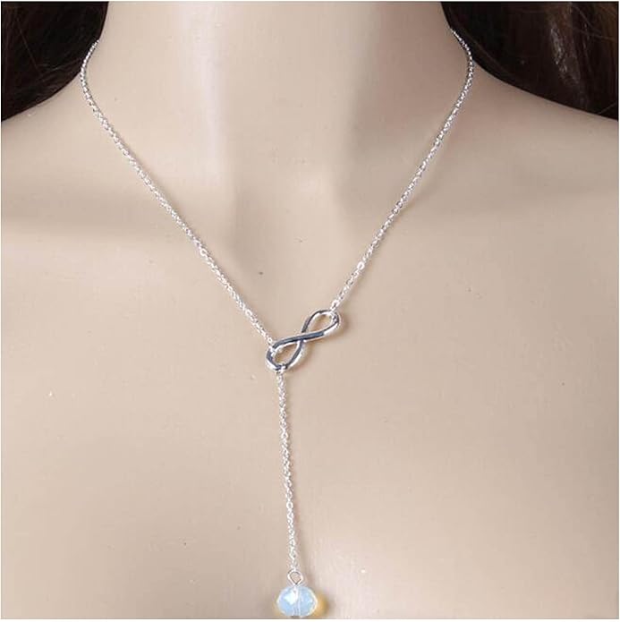 Boho Crystal Infinity Necklace Gold Y