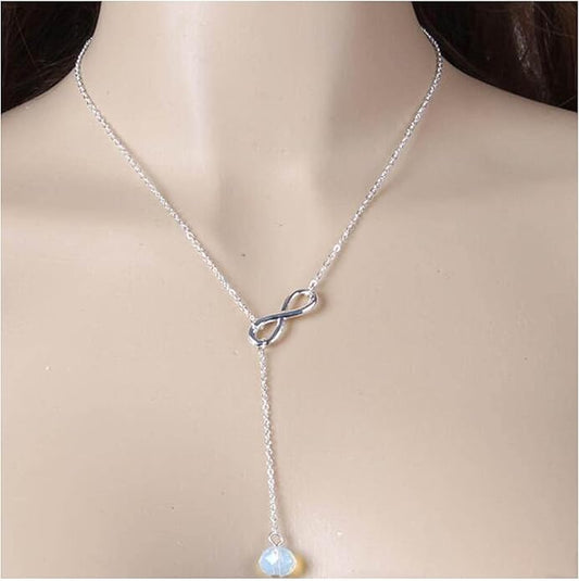 Boho Crystal Infinity Necklace Gold Y