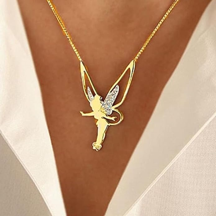 Fairy Pendant Necklace Delicate Gold Angel
