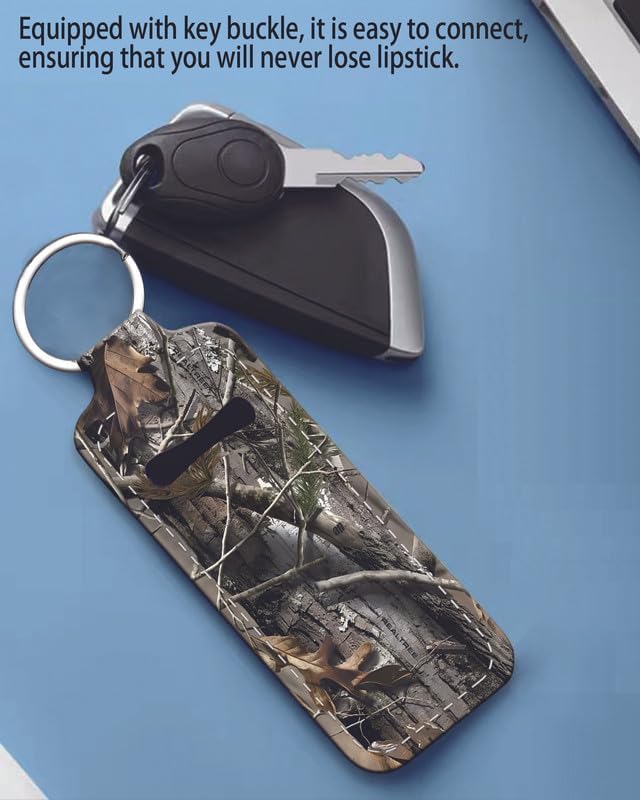 Chapstick Holder Keychain Holder Neoprene Lip Balm Lipstick Lip Gloss Holder Travel Accessory for Girls Women Gift(Camo)