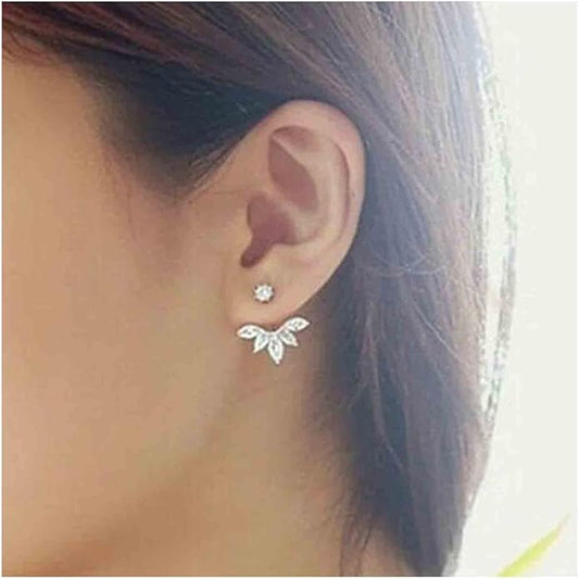 Boho Crystal Lotus Jackets Earrings Gold Crystal Studs