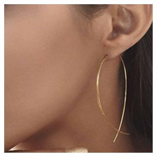 Boho Thin Arch Hoop Earrings Gold Threader Wire