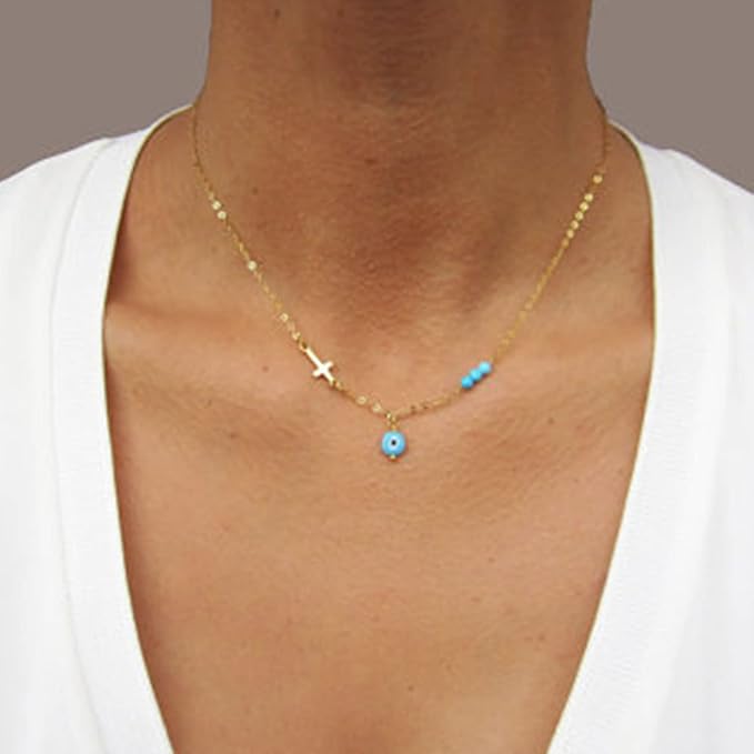 Boho Evil Eye Necklace Exquisite Cross