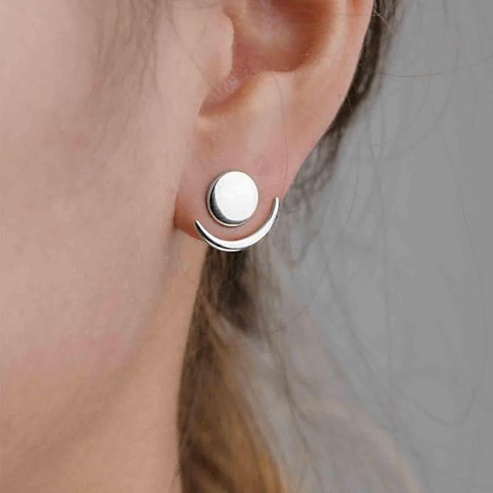 Boho Moon Ear Jackets Earrings Crescent Moon Stud