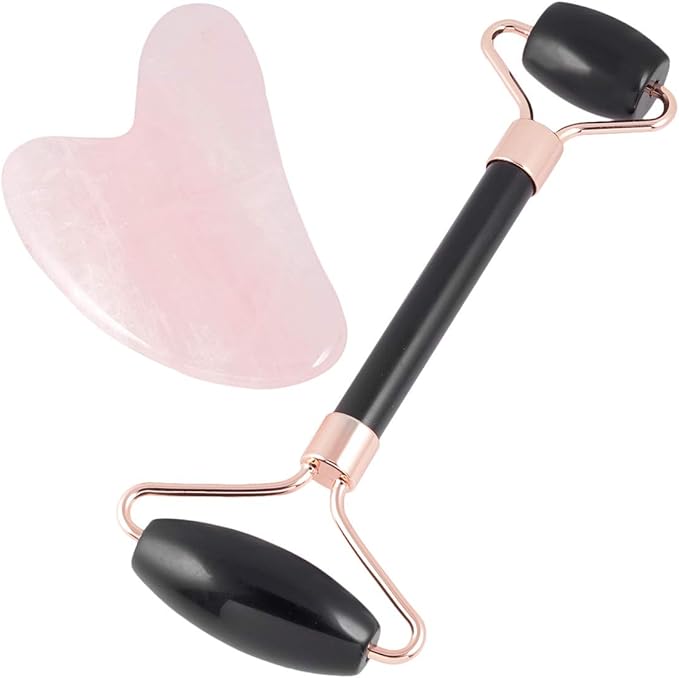 mookaitedecor Obsidian Roller & Rose Quartz Scraping
