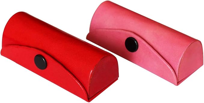 Set of 2 Leather Lipstick Case Holder Organizer Bag for Purse lipstick holder Durable Soft Leather | Cosmetic Storage Kit With Mirror (Red & Pink)