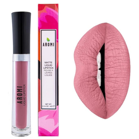Aromi Matte Liquid Lipstick | Long-Lasting, Waterproof, Smear, Smudge + Transfer Proof, Dusty Rose Lip Color, Nude Shade, Vegan Makeup (Berry Nude)
