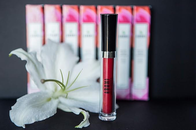 Aromi True Red Matte Liquid Lipstick, Retro Red Lip Color with Blue Undertones, Smudge Proof, Long Lasting, Vegan and Cruelty-free, Handmade (Flamenco Red)